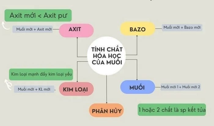 Sơ đồ tư duy về các tính chất hóa học của muối