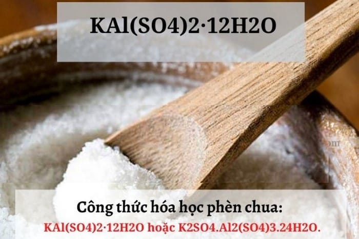 Công thức hóa học của phèn chua là KAl(SO4)2