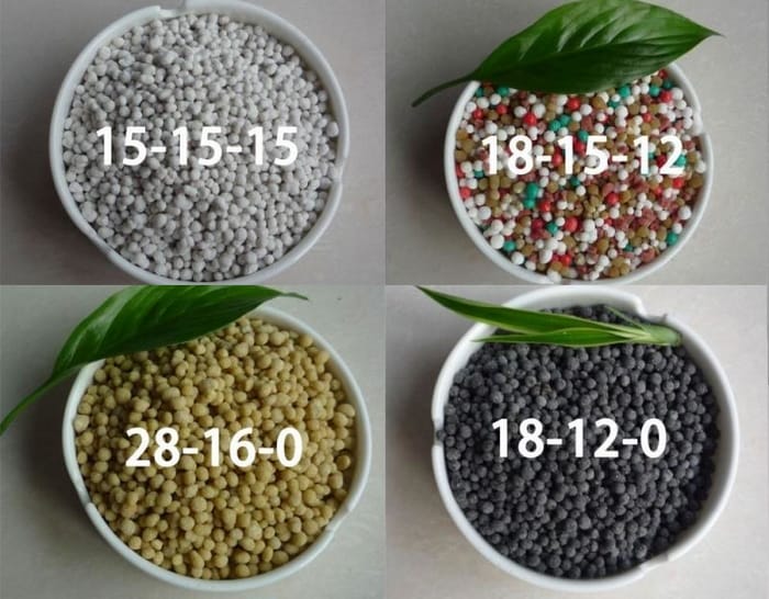 Một số loại phân NPK theo tỷ lệ các nguyên tố thành phần