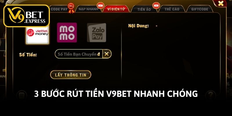 3 bước rút tiền V9bet nhanh chóng