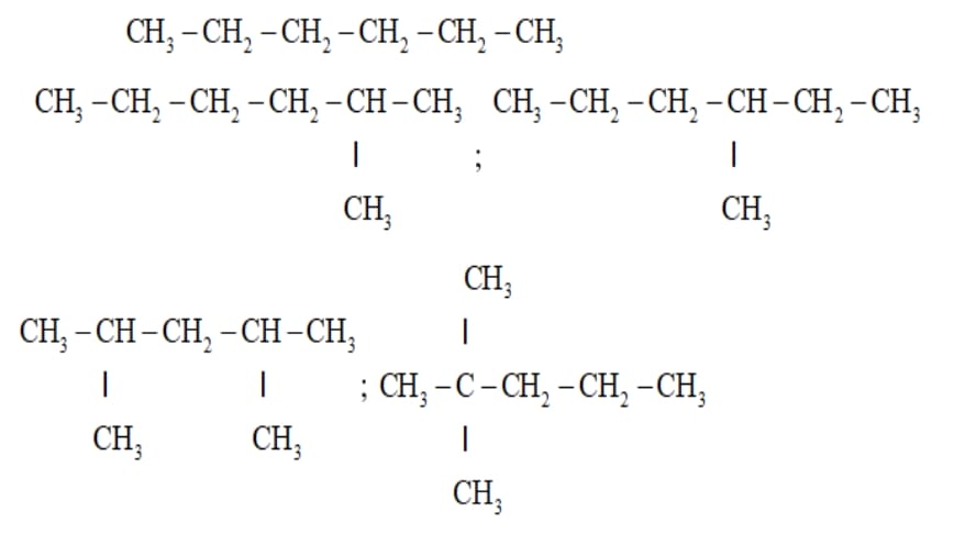 Công thức cấu tạo đồng phân của hexan