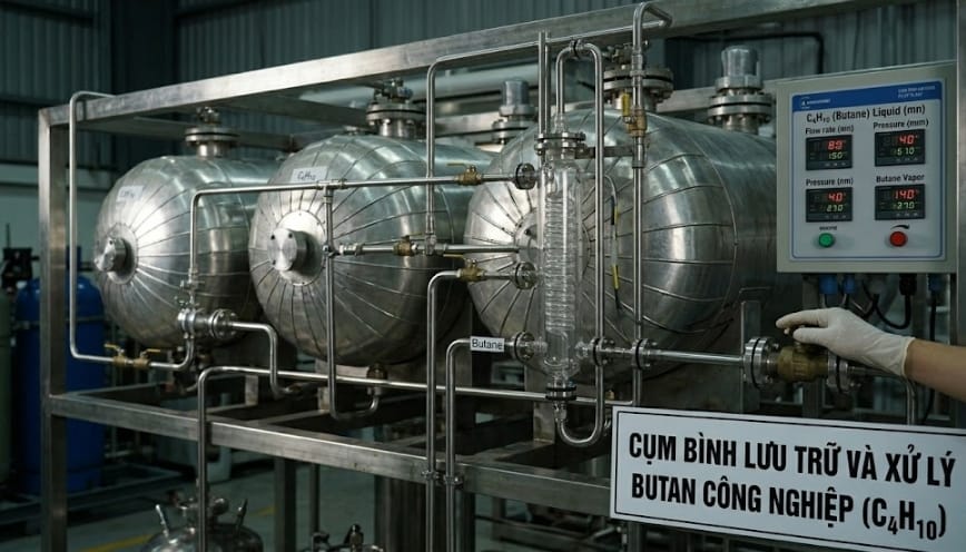 Nhận biết khí butan bằng cách sử dụng phản ứng cháy