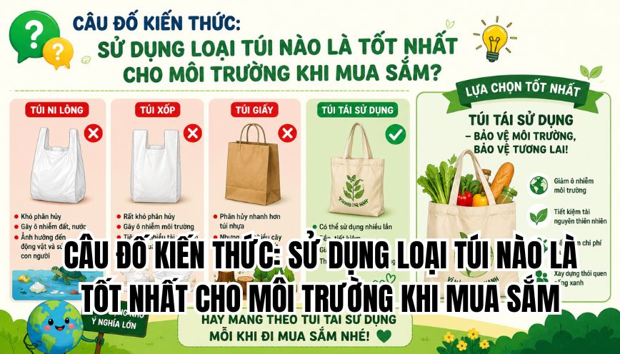 câu đố kiến thức: Sử dụng loại túi nào là tốt nhất cho môi trường khi mua sắm